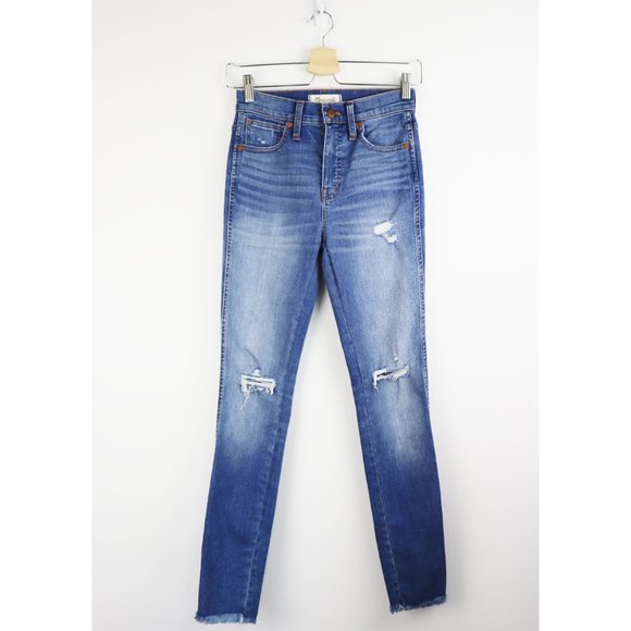 NEW Madewell 10-Inch High Rise Distressed Skinny Jeans Whitlow Wash Blue 24 - Picture 4 of 9